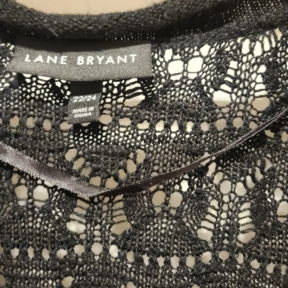 Lane Bryant Open Knit Black Cardigan Size 22 - Picture 7 of 7
